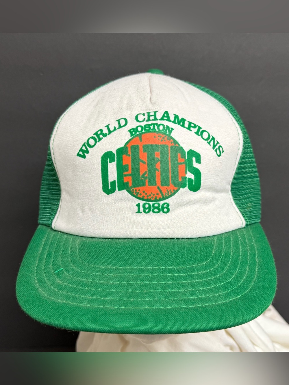 Vintage 1986 NBA Champions Boston Celtics Green Trucker Style Cap Hat